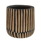 Arlo Black and Natural Large Engraved Wood Planter