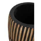 Arlo Black and Natural Large Engraved Wood Planter