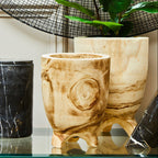 Arlo Natural Small Wood Planter with Footed Base