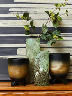 Arlo Black Small Wood Planter with Ombre Finish