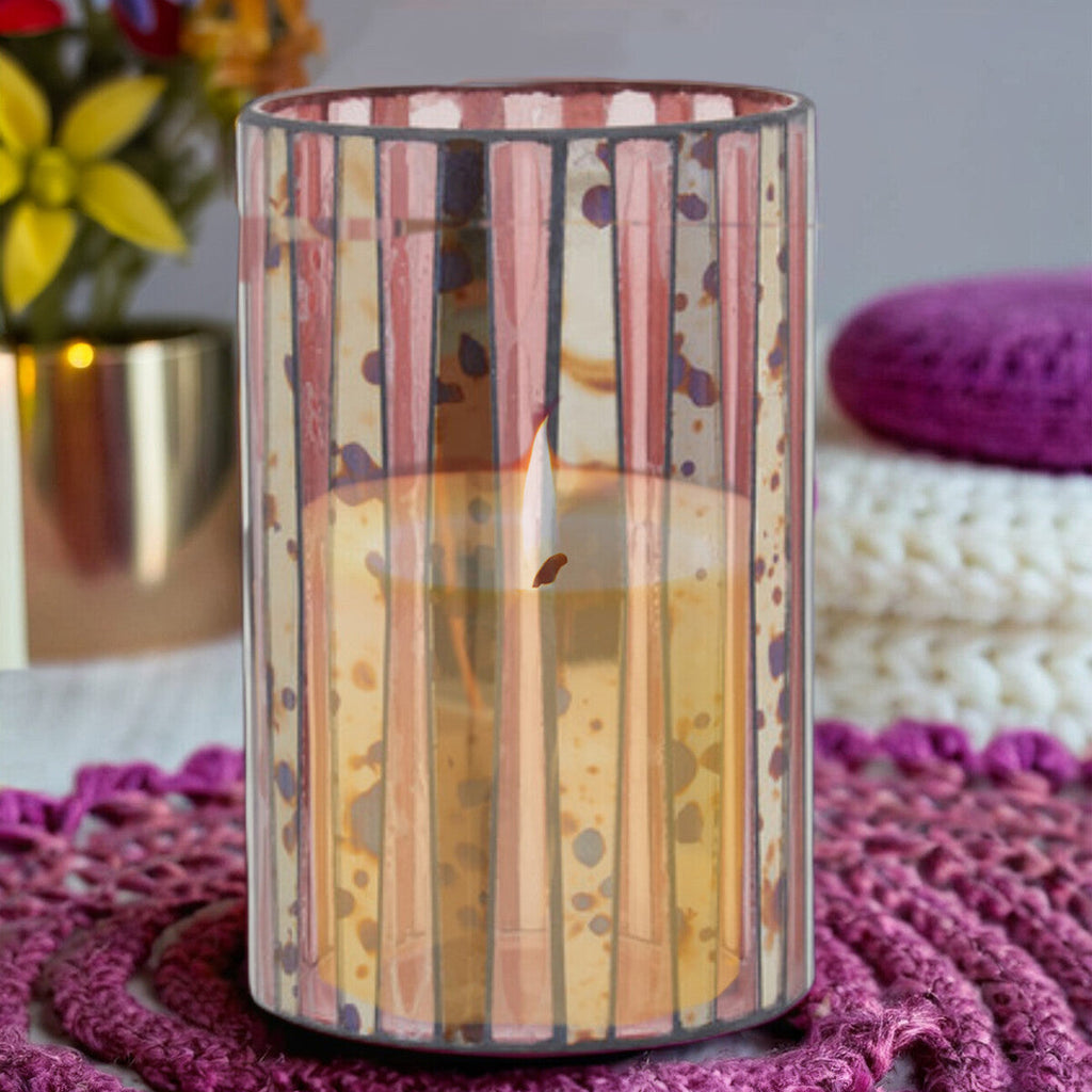 Pink Antique Finish Large Candle Holder | Gaia