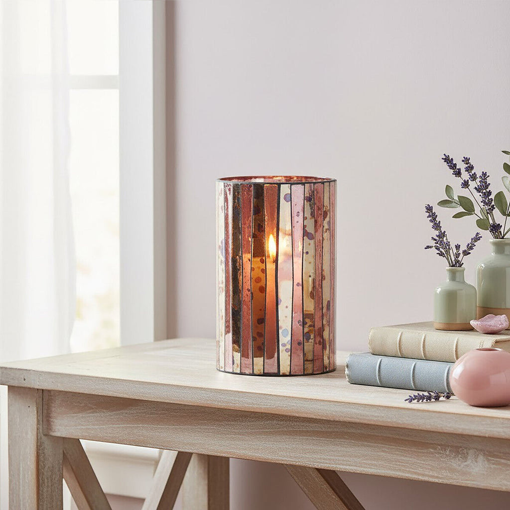 Pink Antique Finish Large Candle Holder | Gaia