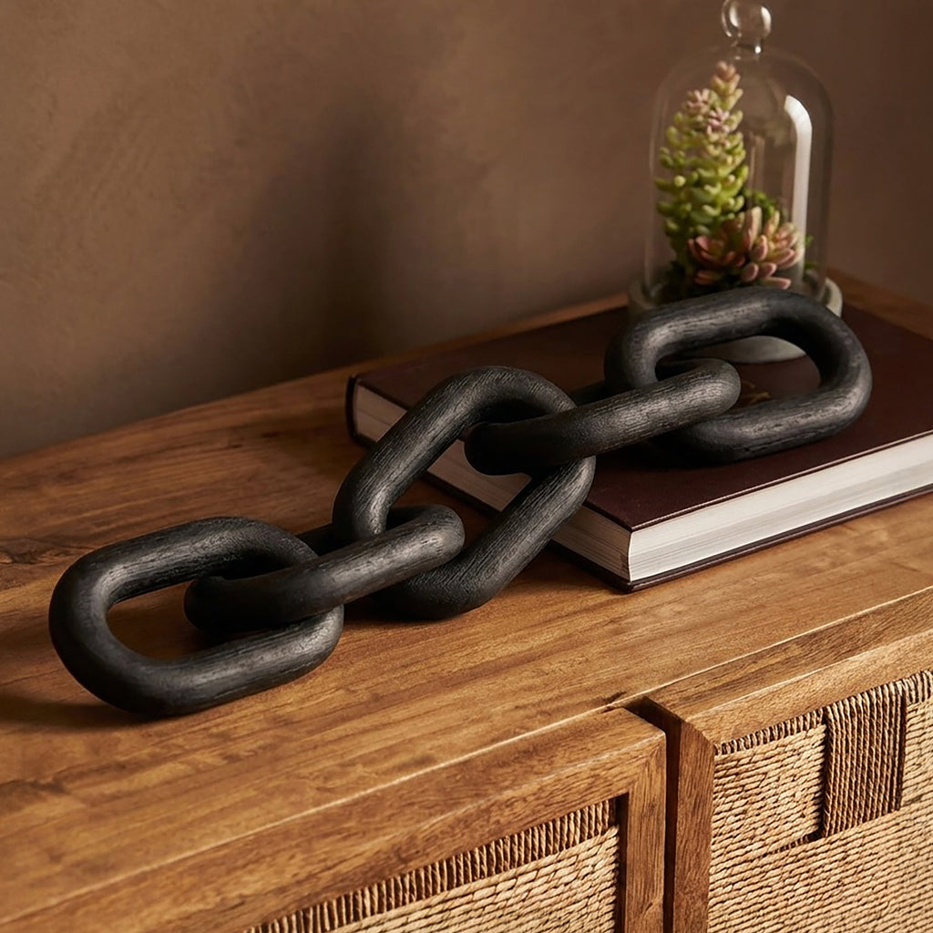 Black Wood 5 Link Table Decor Chain | Cato