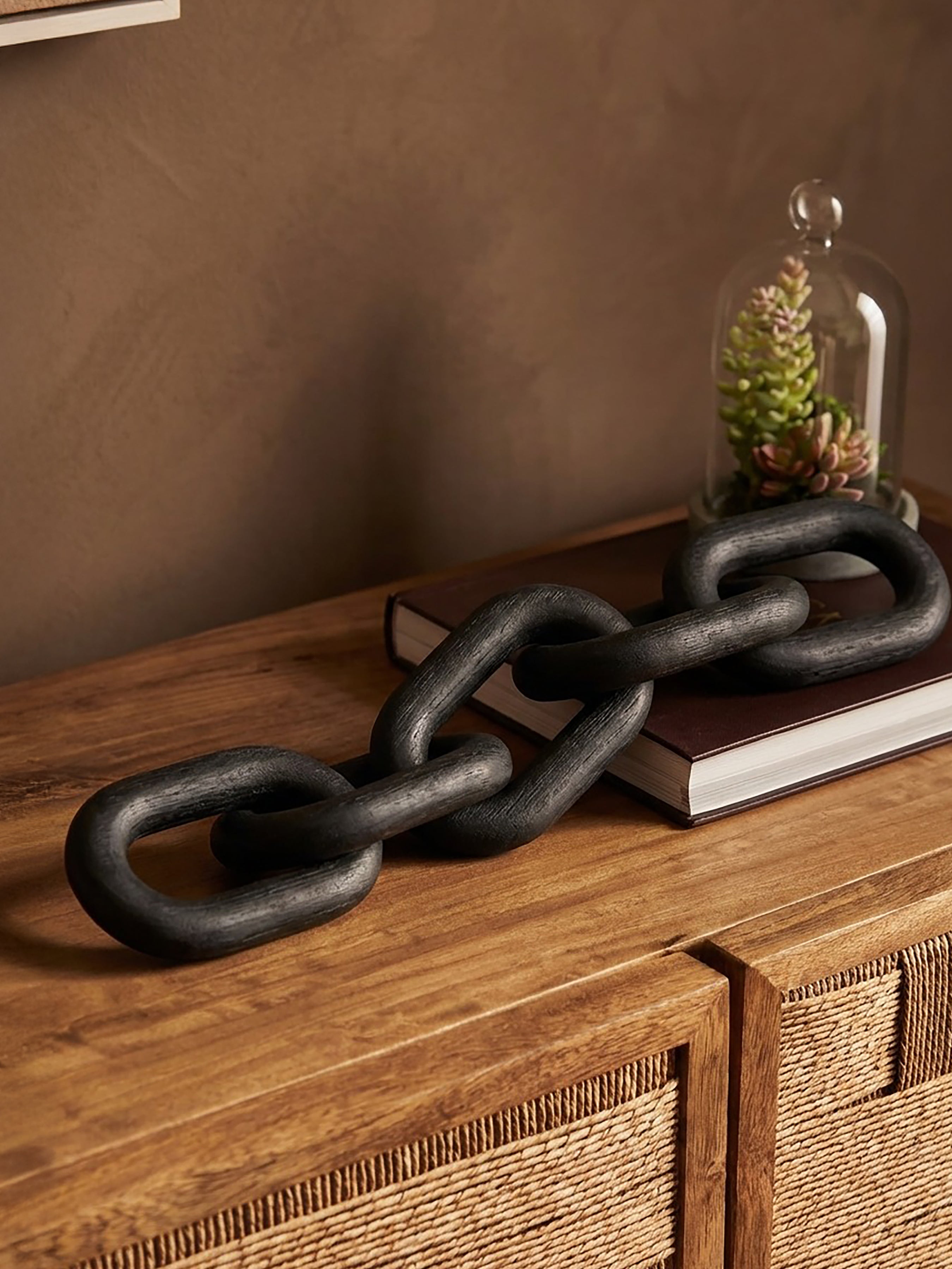 Black Wood 5 Link Table Decor Chain | Cato