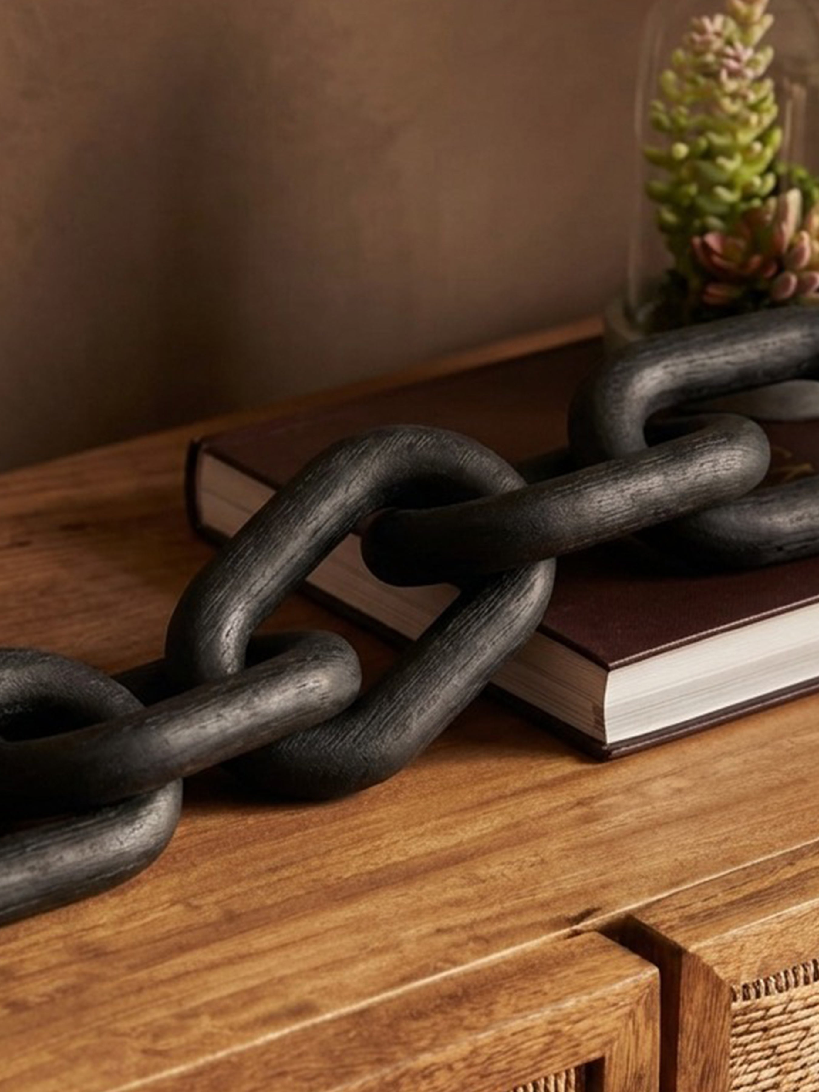 Black Wood 5 Link Table Decor Chain | Cato