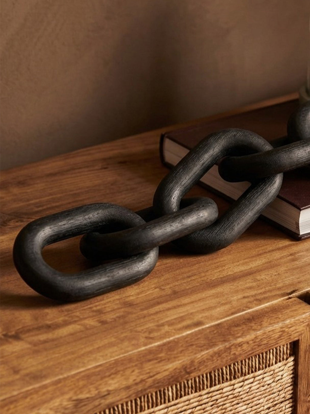 Black Wood 5 Link Table Decor Chain | Cato