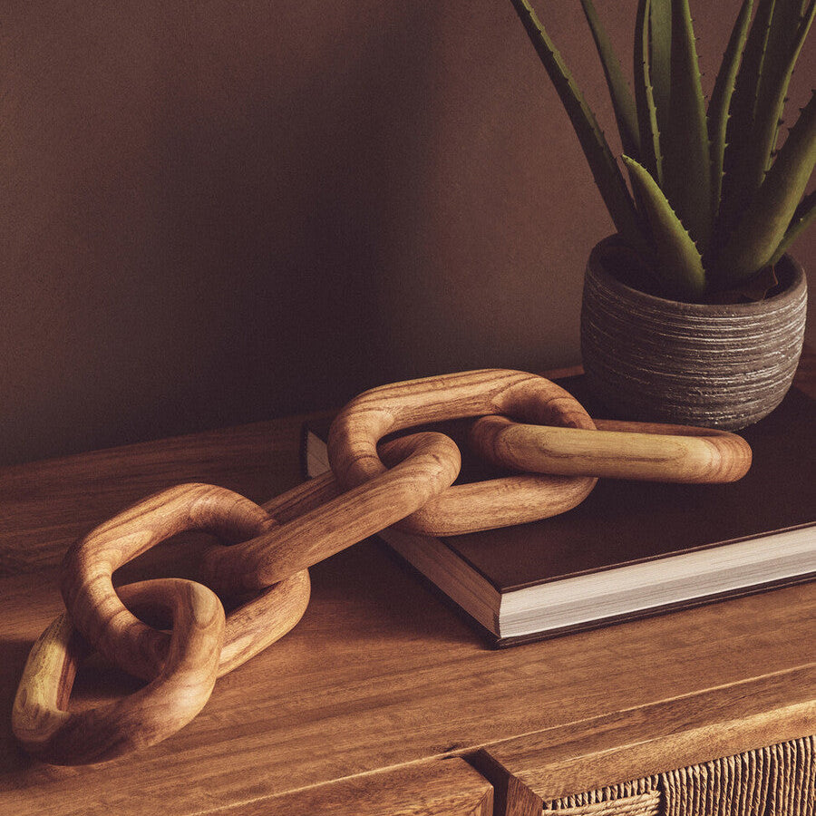 Natural Wood 5 Link Table Decor Chain | Cato