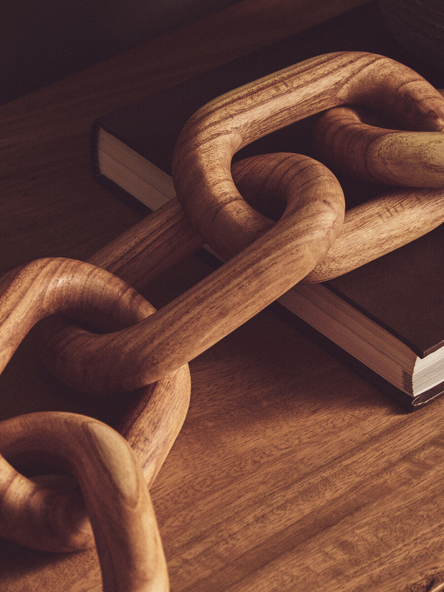 Natural Wood 5 Link Table Decor Chain | Cato