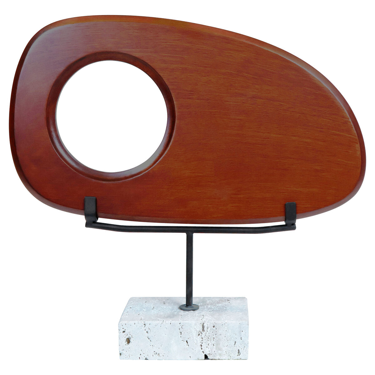 Natural Wood Horizontal Sculpture with Travertine Base | Westo