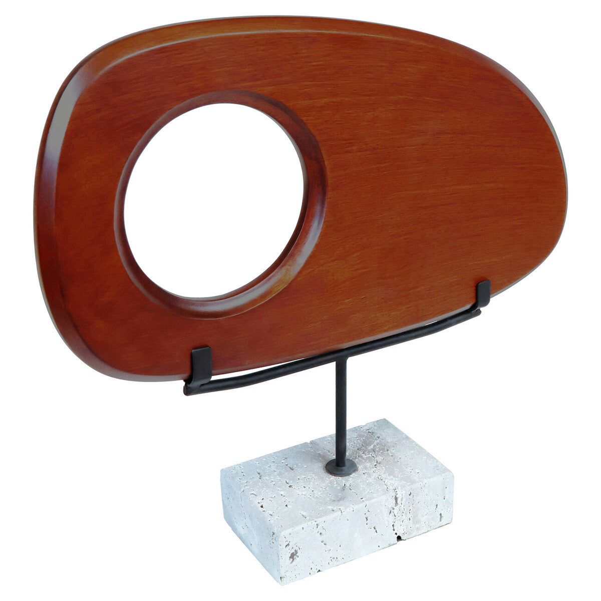 Natural Wood Horizontal Sculpture with Travertine Base | Westo