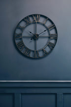 60cm Dia Black Metal Wall Clock | Genova