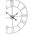 60cm Dia Silver Metal Roman Numeral Wall Clock | Genova