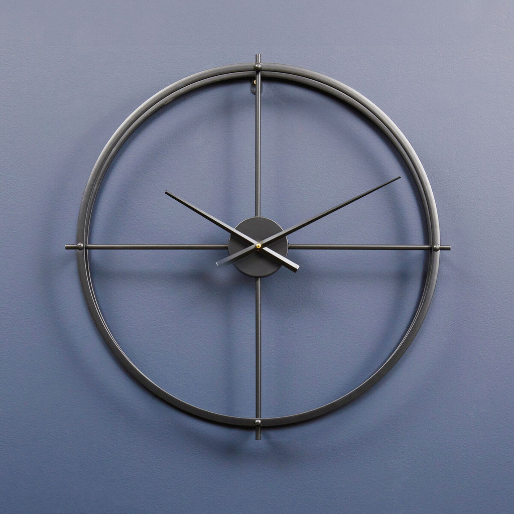 60cm Dia Large Black Finish Wall Clock | Kent