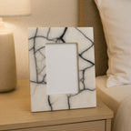 White and Black Marble 4In X 6In Small Photo Frame | Marmara
