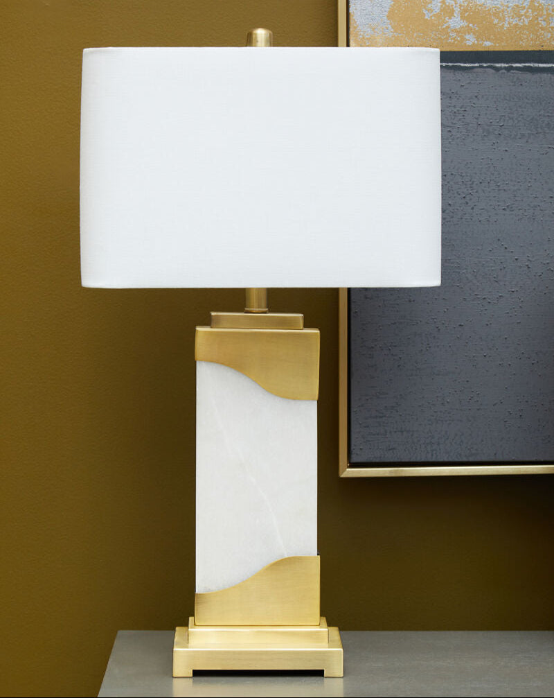 Table Lamp in White Marble and Gold | Edith