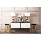 Gold Glass Table Lamp with Chrome Base | Eleri