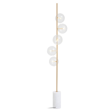 Abira White Marble 5 Bulb Floor Lamp with Brushed Brass Finish