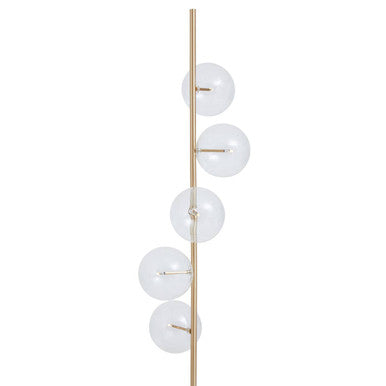Abira White Marble 5 Bulb Floor Lamp with Brushed Brass Finish