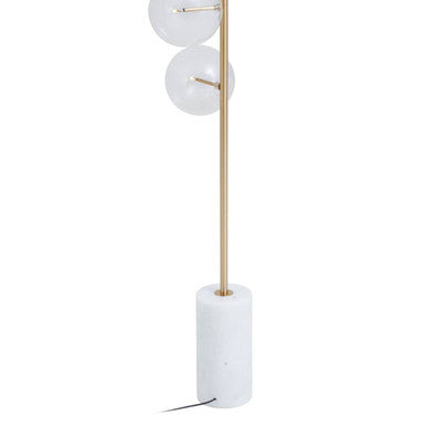 Abira White Marble 5 Bulb Floor Lamp with Brushed Brass Finish