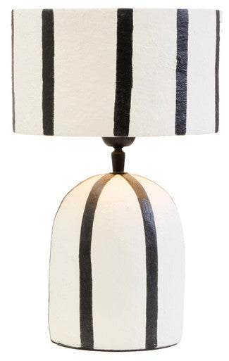 Black and White Stripe Papier Mache Table Lamp | Carta