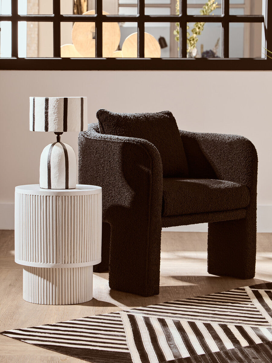 Black and White Stripe Papier Mache Table Lamp | Carta
