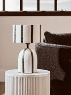 Black and White Stripe Papier Mache Table Lamp | Carta