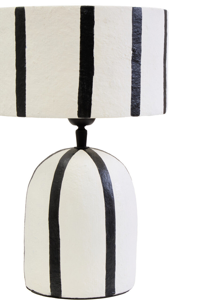 Black and White Stripe Papier Mache Table Lamp | Carta