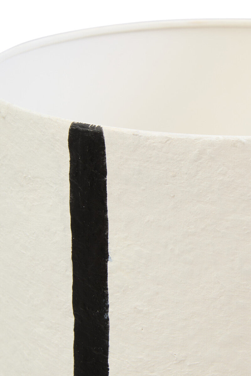 Black and White Stripe Papier Mache Table Lamp | Carta