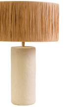 Natural Papier Mache Table Lamp with Natural Raffia Shade | Carta