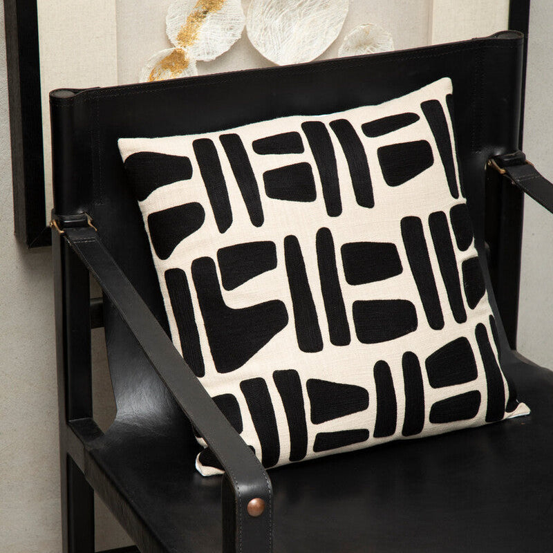 Natural and Black Square Cushion | Bosie Ozella