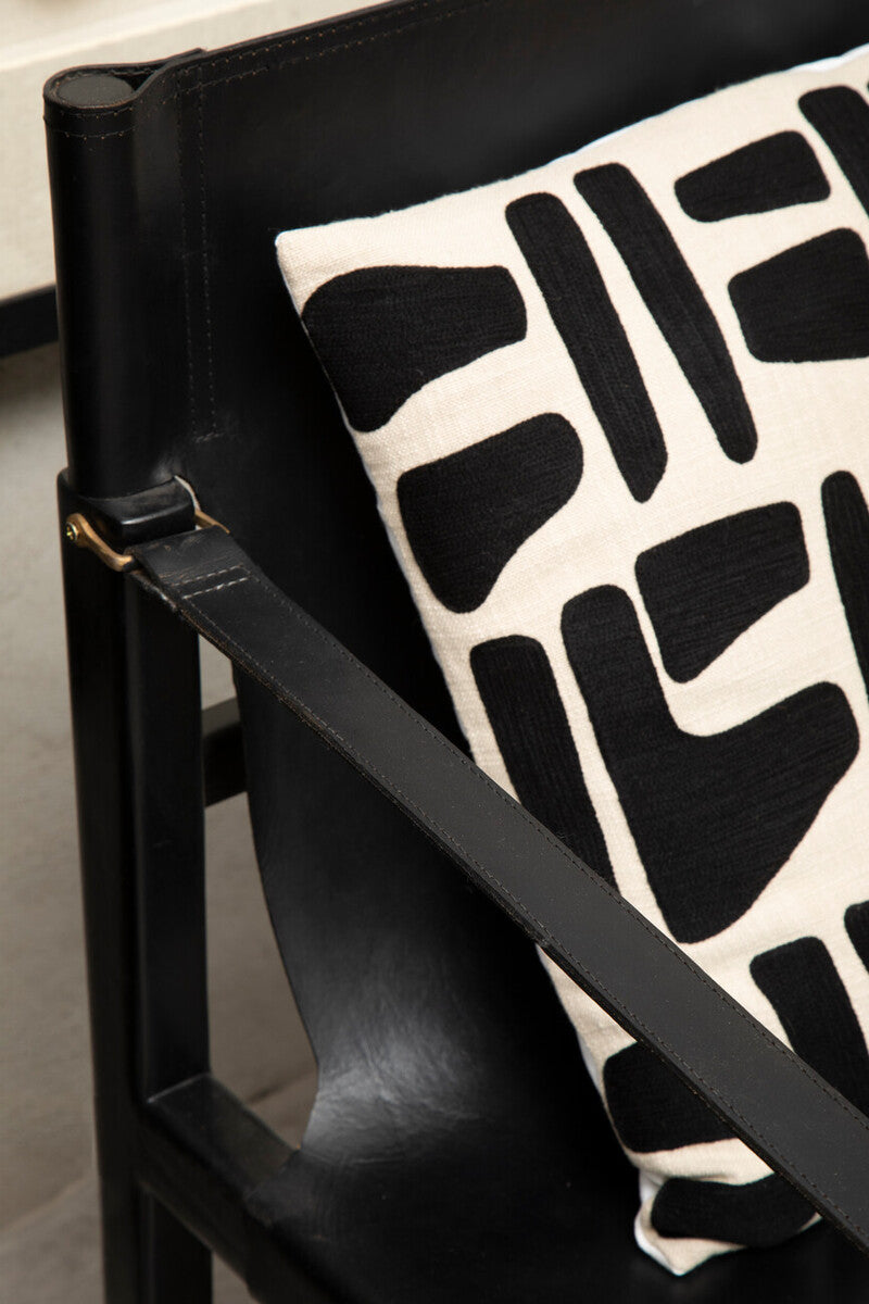 Natural and Black Square Cushion | Bosie Ozella