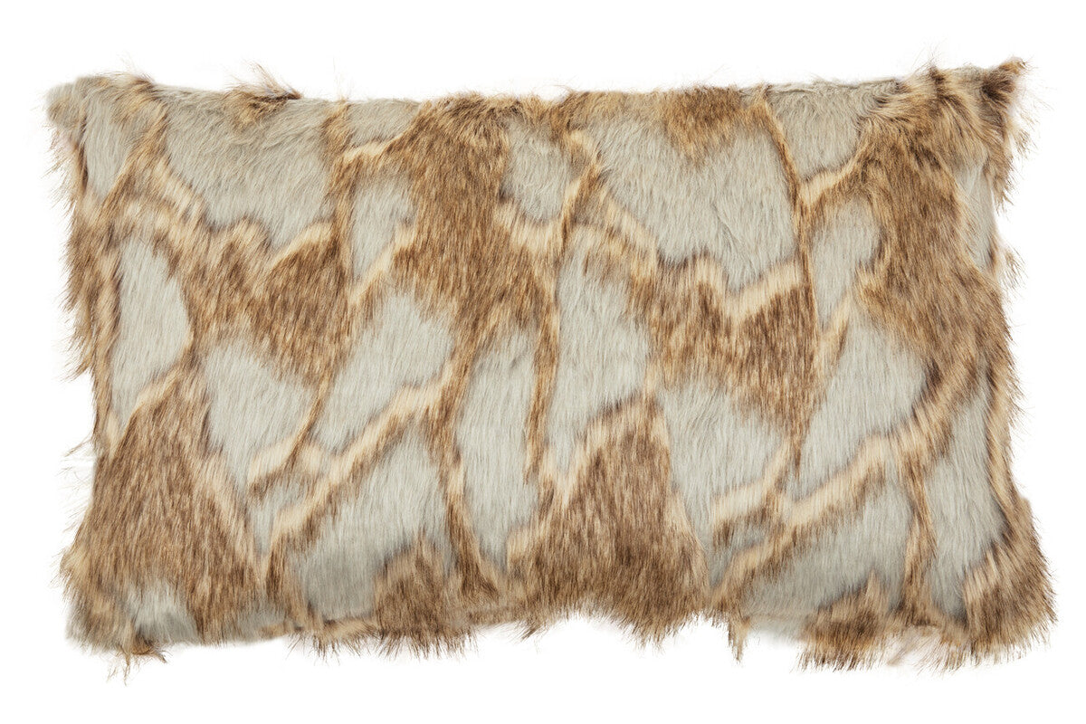 Bosie Grey and Natural Fur Cushion | Lamina