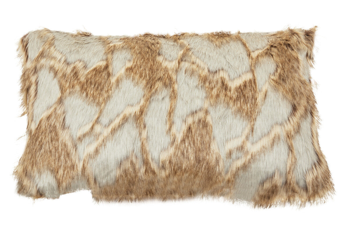 Bosie Grey and Natural Fur Cushion | Lamina