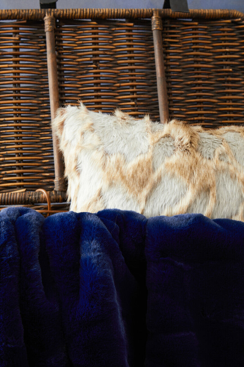 Bosie Grey and Natural Fur Cushion | Lamina