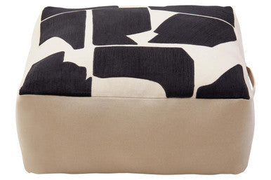 Natural and Black Square Floor Cushion | Bosie Ozella