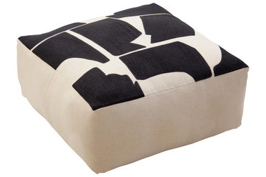 Natural and Black Square Floor Cushion | Bosie Ozella