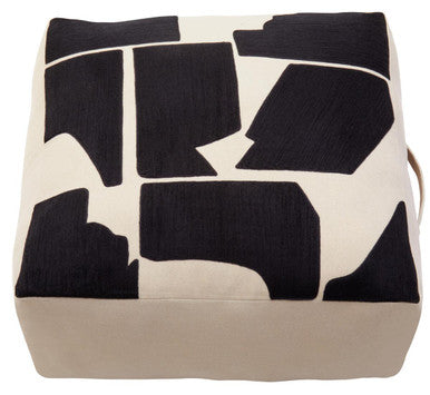 Natural and Black Square Floor Cushion | Bosie Ozella