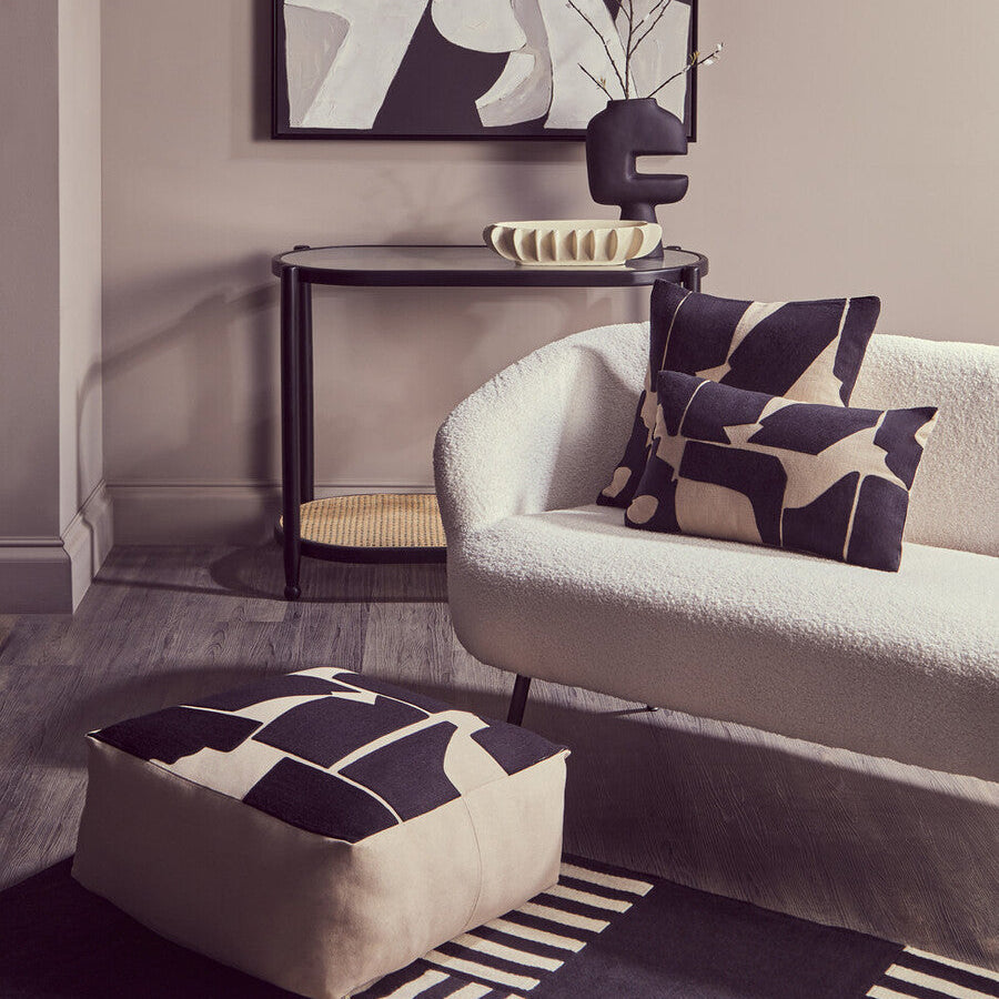 Natural and Black Square Floor Cushion | Bosie Ozella