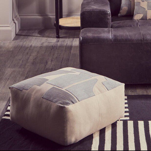 Natural and Grey Square Floor Cushion | Bosie Ozella