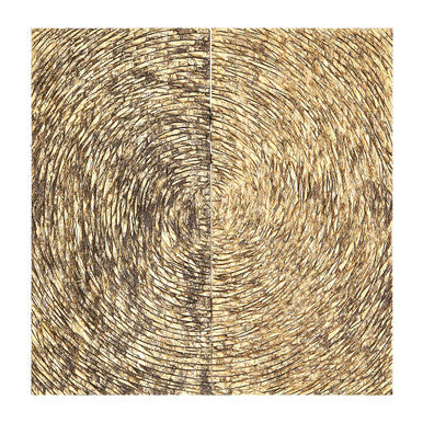 Close-up of a woven mat with concentric circle pattern