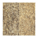 Close-up of a woven mat with concentric circle pattern