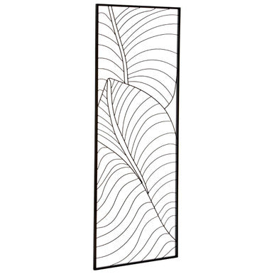 Decorative metal screen with wavy line pattern on a white background