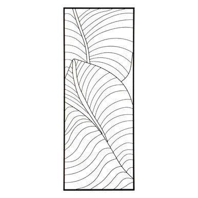 Black and white abstract leaf design on a white background