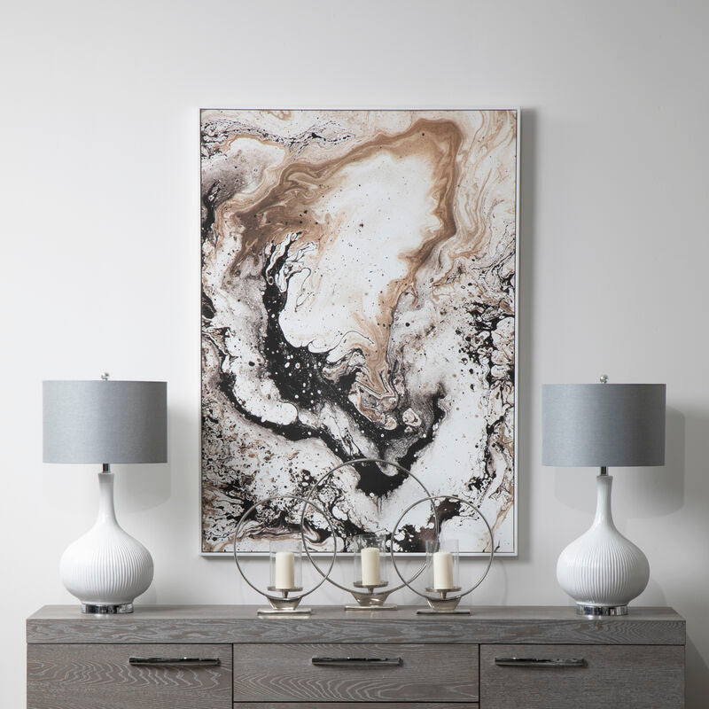 Astratto Natural Abstract Wall Art with White Frame