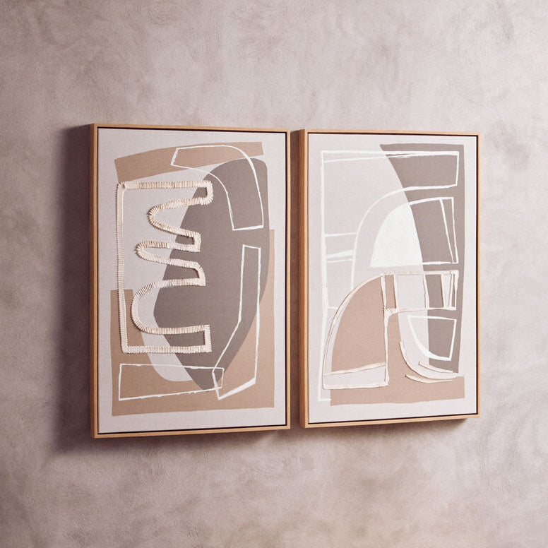Set of 2 Neutral Abstract Canvas Wall Art | Astratto