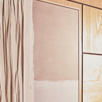 Abstract art with geometric shapes in soft colors on a textured surface