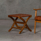 Kendari Brown Woven Leather Stool