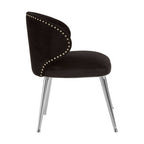 Piermount Black Velvet Dining Chair with Silver Finish Legs