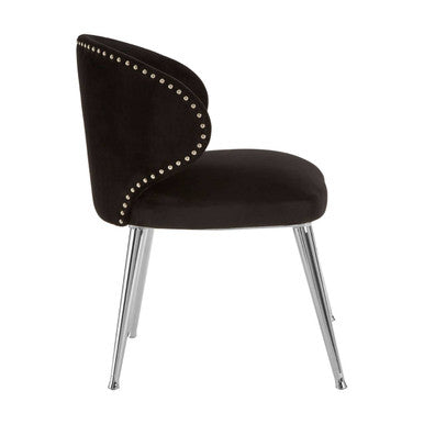 Piermount Black Velvet Dining Chair with Silver Finish Legs