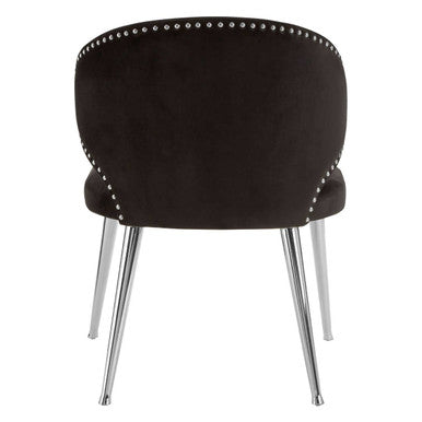 Piermount Black Velvet Dining Chair with Silver Finish Legs